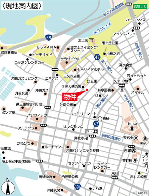 BiBi Hotel　波之上　現地案内図